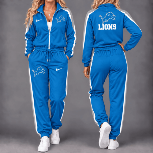 Detroit Lions | Premium NFL Game Day Waterproof Windbreaker Zip-Up Tracksuit Set NY