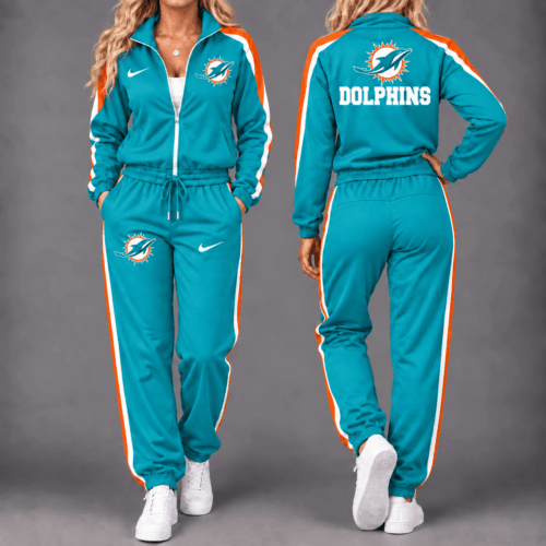 Miami Dolphins | Premium NFL Game Day Waterproof Windbreaker Zip-Up Tracksuit Set NY
