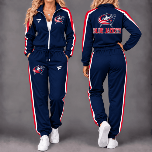 Columbus Blue Jackets | Premium NHL Game Day Waterproof Windbreaker Zip-Up Tracksuit Set