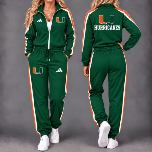 Miami Hurricanes | Premium NCAA Game Day Waterproof Windbreaker Zip-Up Tracksuit Set