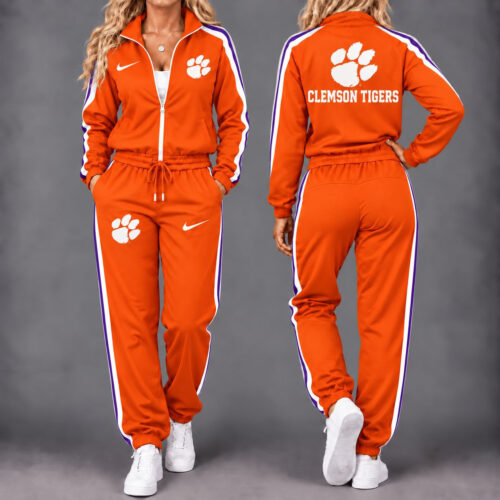 Clemson Tigers | Premium NCAA Game Day Waterproof Windbreaker Zip-Up Tracksuit Set