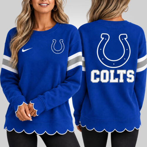 Indianapolis Colts | Premium NFL Women Scalloped Hem Graphic Crewneck Sweatshirt