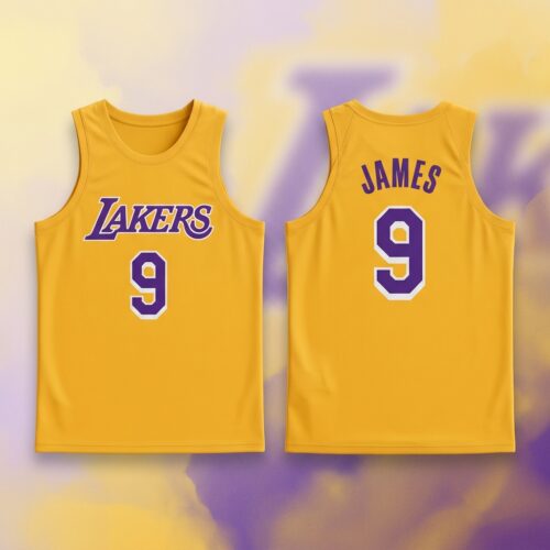 Custom Printed Los Angeles Lakers Bronny James Jr. Yellow 2024 Draft Basketball Jersey