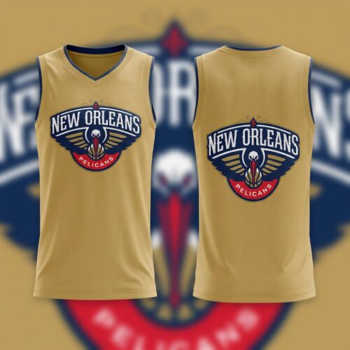 Custom Printed NBA Zion Williamson New Orleans Pelicans Gold #1 Basketball Jersey