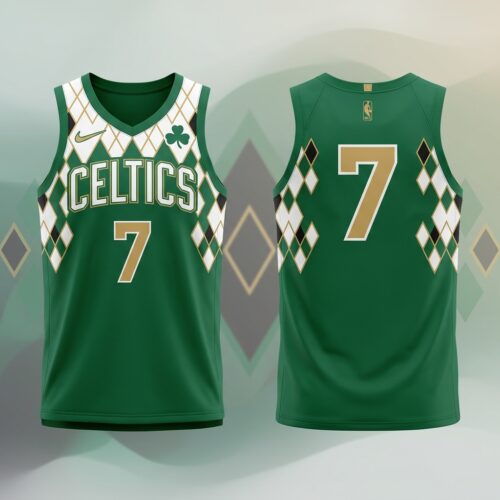 Custom Printed NBA Celtics Jaylen Brown City Edition Green Basketball Jersey