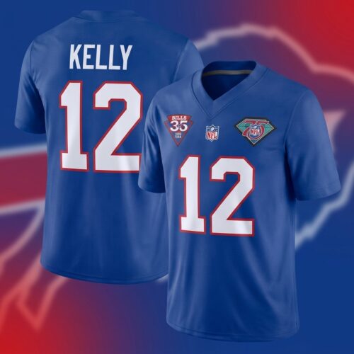 Custom Printed Jim Kelly Royal Buffalo Bills 1994 Football Jersey