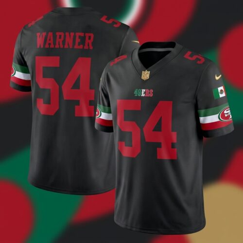 Custom Printed Black Fred Warner Football Jersey - 49ers Mexico Vapor Design