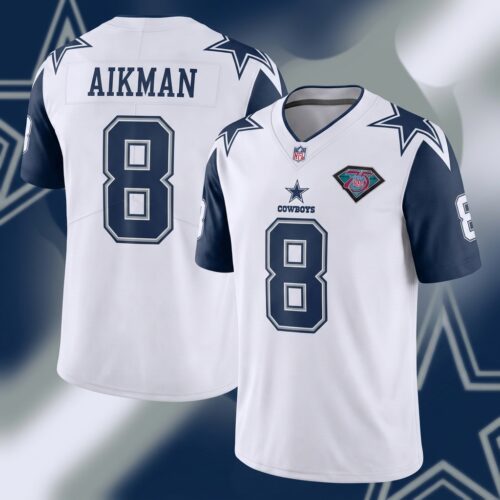 Custom Printed Troy Aikman White Dallas Cowboys 1994 Football Jersey