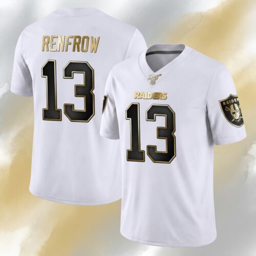 Hunter Renfrow Raiders White 100th Season Custom Printed Football Jersey