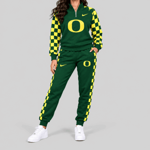 Oregon Ducks | NCAA Checkerboard Sleeve Quarter Zip Set TD