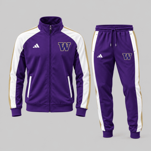Washington Huskies | NCAA Classic Stripe Track Jacket Jogger Set TD