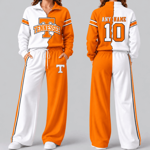 Tennessee Volunteers | NCAA Split Color Quarter Zip Wide Leg Set TD
