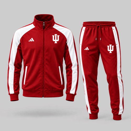 Indiana Hoosiers | NCAA Classic Stripe Track Jacket Jogger Set TD