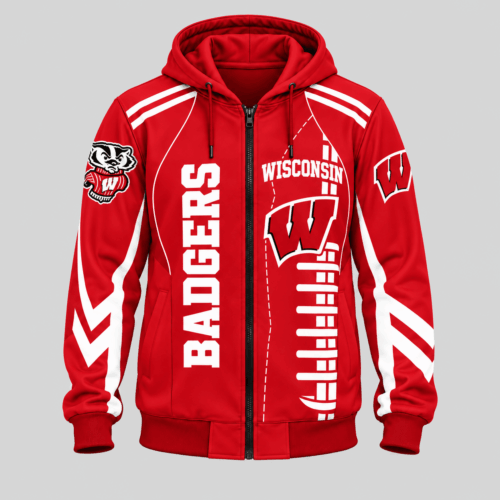 Wisconsin Badgers | NCAA Football Lace Zip Hoodie TD