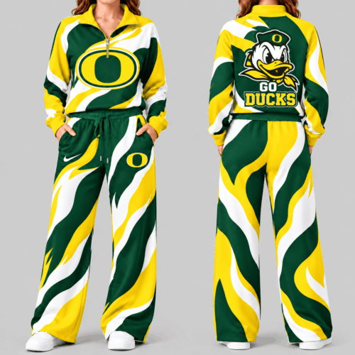 Oregon Ducks | NCAA Wave Pattern Mascot Quarter Zip Set TD