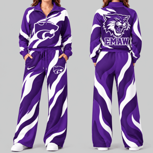 Kansas State Wildcats | NCAA Wave Pattern Mascot Quarter Zip Set TD