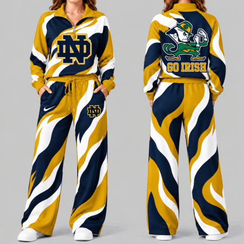 Notre Dame Fighting Irish | NCAA Wave Pattern Mascot Quarter Zip Set TD