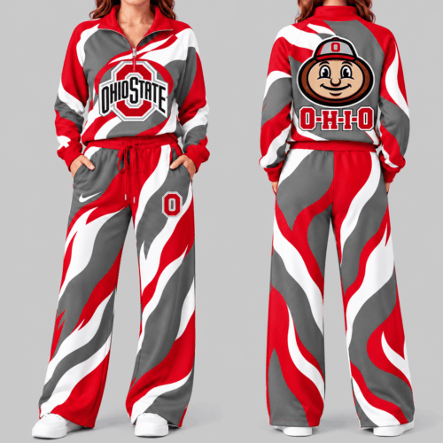 Ohio State Buckeyes | NCAA Wave Pattern Mascot Quarter Zip Set TD