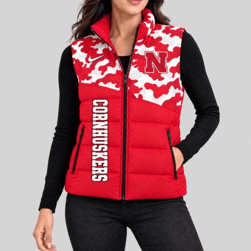 Nebraska Cornhuskers | NCAA Camo Panel Puffer Vest TD