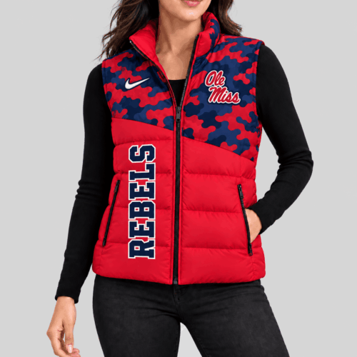Ole Miss Rebels | NCAA Camo Panel Puffer Vest TD