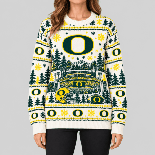 Oregon Ducks | NCAA Stadium Christmas Knit Sweater TD