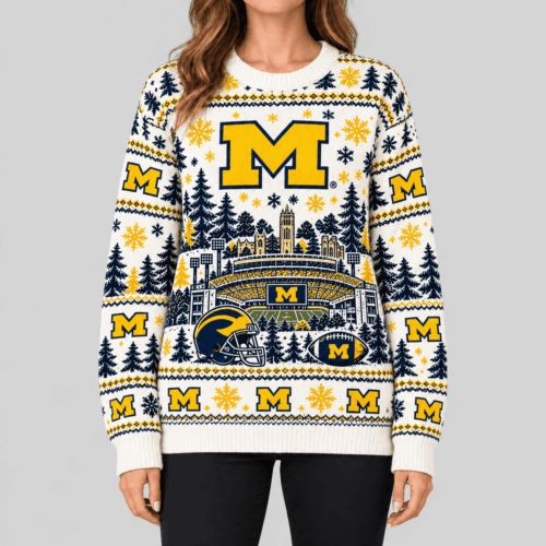 Michigan Wolverines | NCAA Stadium Christmas Knit Sweater TD
