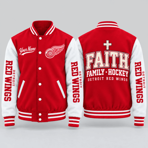 Detroit Red Wings | NHL Faith Family Football Varsity Jacket TD