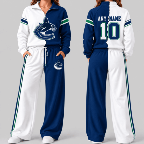 Vancouver Canucks | NHL Split Color Quarter Zip Wide Leg Set TD