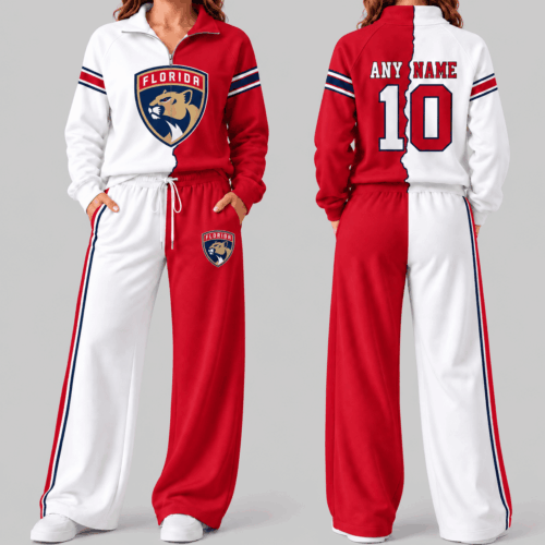 Florida Panthers | NHL Split Color Quarter Zip Wide Leg Set TD