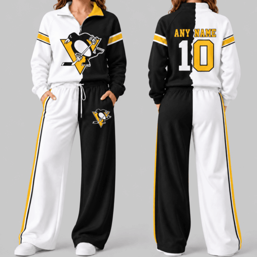 Pittsburgh Penguins | NHL Split Color Quarter Zip Wide Leg Set TD