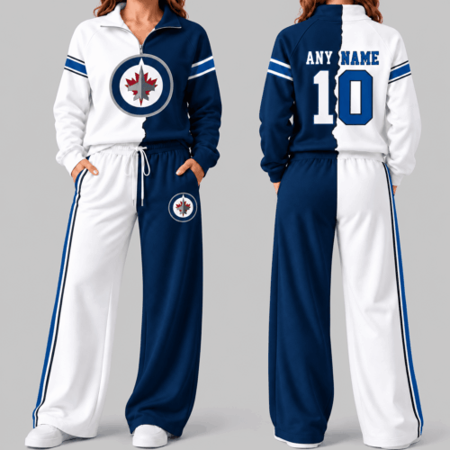 Winnipeg Jets | NHL Split Color Quarter Zip Wide Leg Set TD