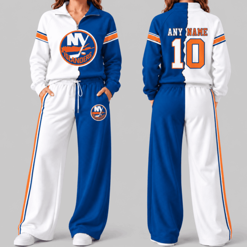 New York Islanders | NHL Split Color Quarter Zip Wide Leg Set TD