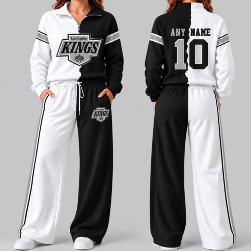 Los Angeles Kings | NHL Split Color Quarter Zip Wide Leg Set TD