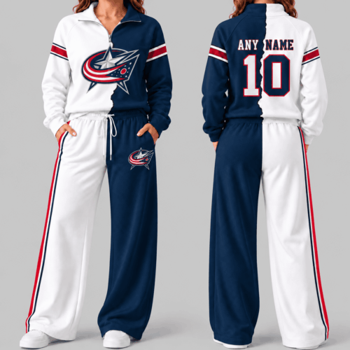 Columbus Blue Jackets | NHL Split Color Quarter Zip Wide Leg Set TD