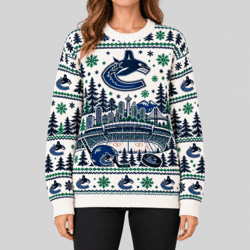 Vancouver Canucks | NHL Stadium Christmas Knit Sweater TD