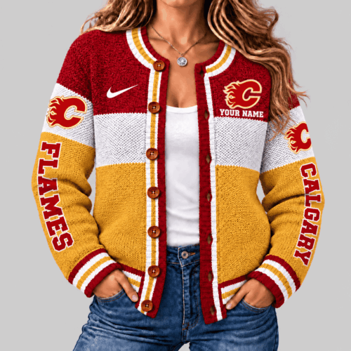 Calgary Flames | NHL Fleece Color Block Cardigan TD