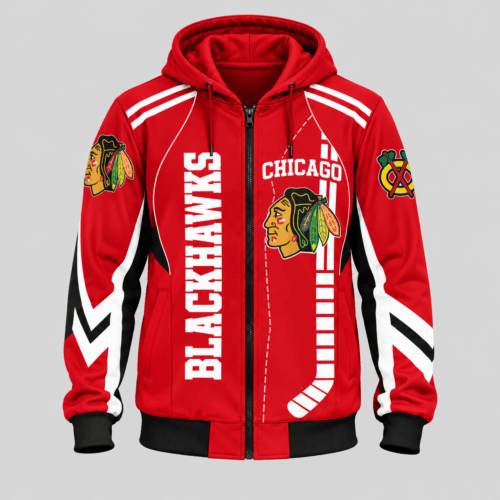 Chicago Blackhawks | NHL Football Lace Zip Hoodie TD