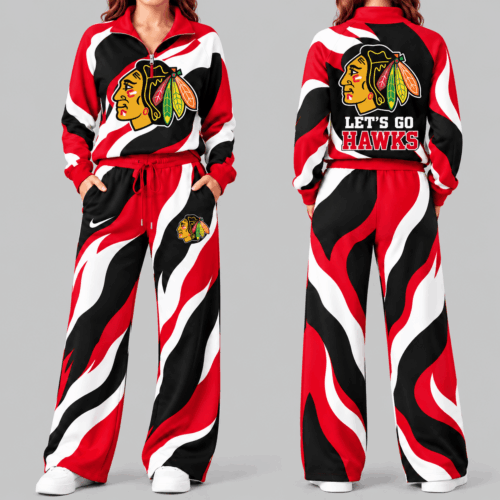 Chicago Blackhawks | NHL Wave Pattern Mascot Quarter Zip Set TD