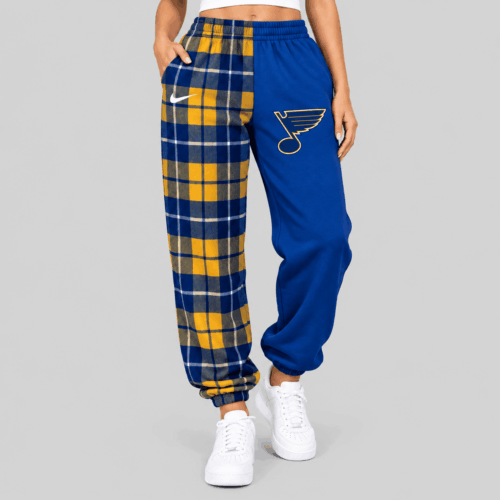 St. Louis Blues | NHL Plaid Split Jogger Pants TD