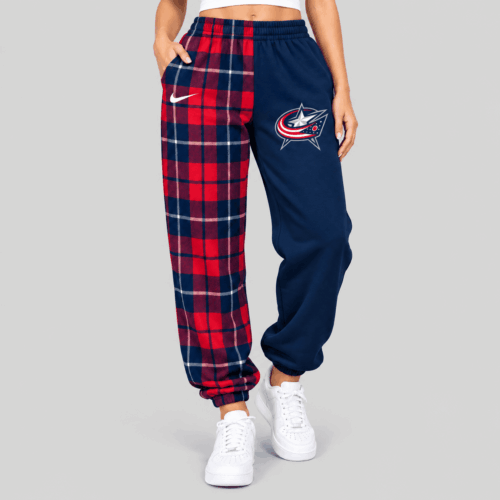 Columbus Blue Jackets | NHL Plaid Split Jogger Pants TD