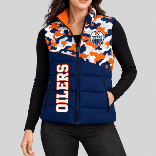 Edmonton Oilers | NHL Camo Panel Puffer Vest TD