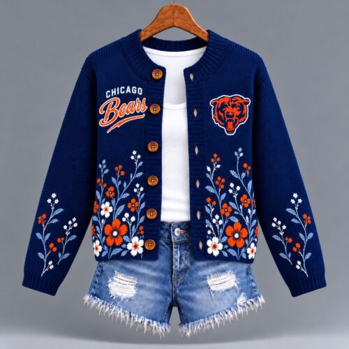 Chicago Bears | Premium NFL Vintage Wildflower Cardigan
