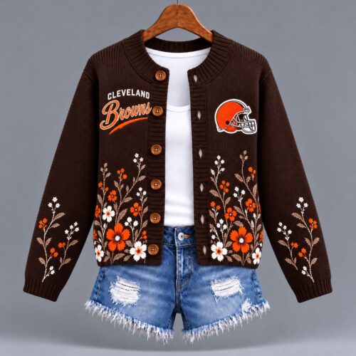 Cleveland Browns | Premium NFL Vintage Wildflower Cardigan