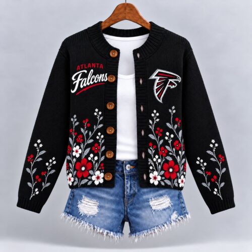 Atlanta Falcons | Premium NFL Vintage Wildflower Cardigan