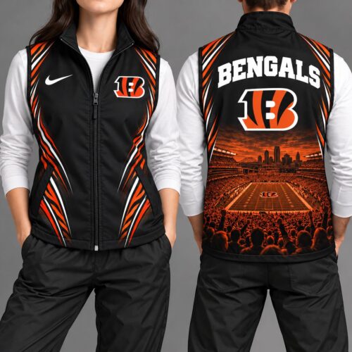 Cincinnati Bengals | Premium NFL Sports Team Graphic Zip-Up Sleeveless Vest