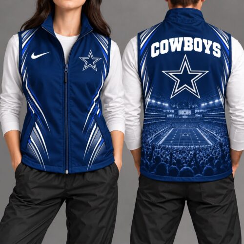 Dallas Cowboys | Premium NFL Sports Team Graphic Zip-Up Sleeveless Vest