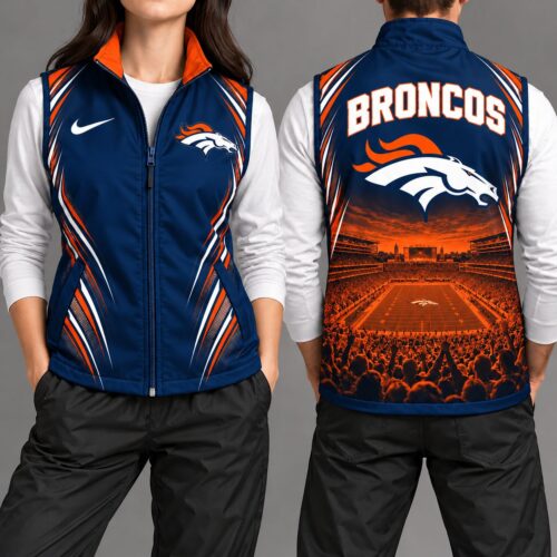 Denver Broncos | Premium NFL Sports Team Graphic Zip-Up Sleeveless Vest