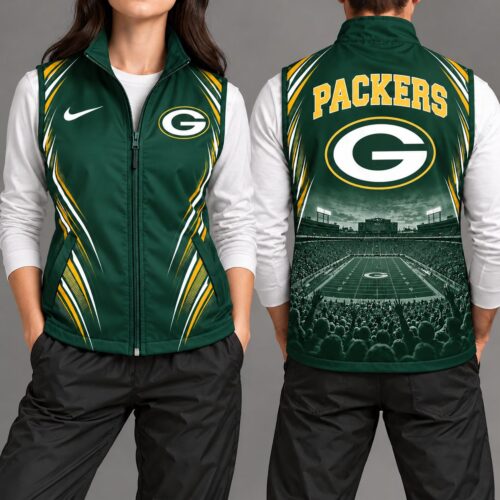 Green Bay Packers | Premium NFL Sports Team Graphic Zip-Up Sleeveless Vest