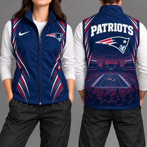 New England Patriots | Premium NFL Sports Team Graphic Zip-Up Sleeveless Vest