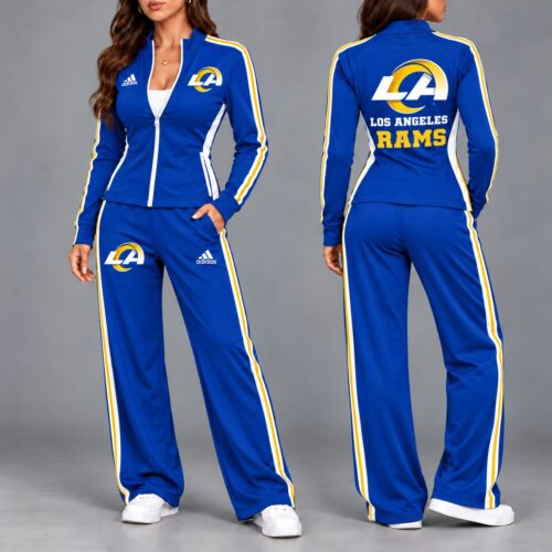 Los Angeles Rams | Premium NFL Game Day Ready Sporty Zip-Up Jacket & Wide-Leg Pants Two-Piece Tracksuit Set